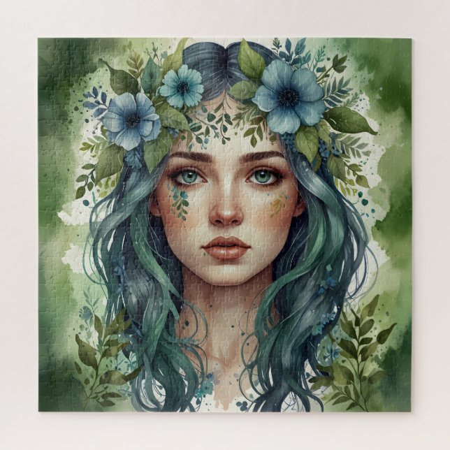 Emerald Whispers Portrait einer Frau Puzzle (Vertikal)