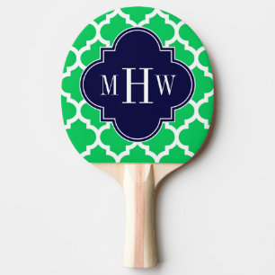 Emerald White Marokkaner #5 Navy 3 Initial Monogra Tischtennis Schläger