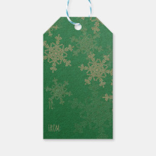 Emerald White Snowflakes Minimalistisch Weihnachte Geschenkanhänger