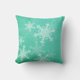 Emerald White Snowflakes Minimalistisch Weihnachte Kissen