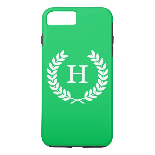 Emerald White Wheat Laurel Wreath Initial Monogram Case-Mate iPhone Hülle (Rückseite)