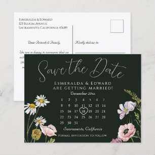 Emerald Wild Blume Wedding Calendar Save the Date Ankündigungspostkarte