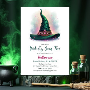 Emerald Witch Hat Wickwiederholt Good Time Hallowe Einladung