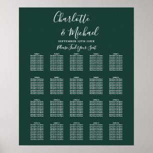 Emeraldgrüne Signature-Hochzeitssitzordnung Poster