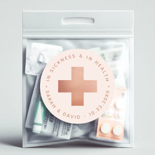 Emergency Blush Pink Rose Gold Cross Hangover Kit Runder Aufkleber