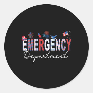 Emergency Department 4th Of July Usa Emergency Roo Runder Aufkleber