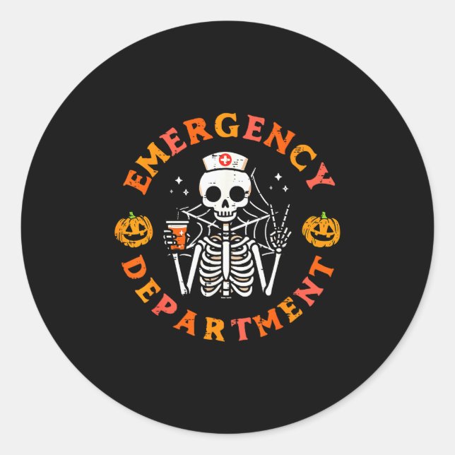 Emergency Department Funny Halloween Er Nurse Wome Runder Aufkleber (Vorderseite)