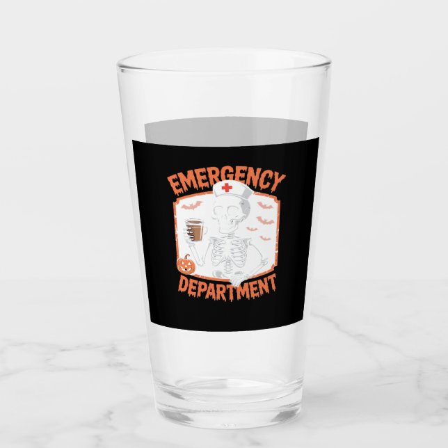 Emergency Department Funny Halloween Nurse Essenti Glas (Vorderseite)