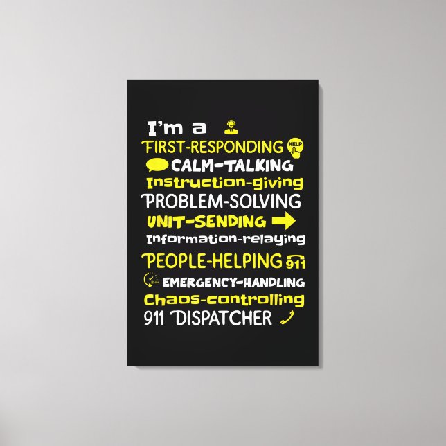 Emergency Dispatcher - Thin Yellow Line Dispatcher Leinwanddruck (Vorderseite)
