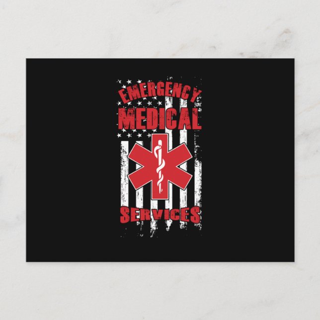 Emergency Medical Services EMS EmT Paramedic Caduc Postkarte (Vorderseite)