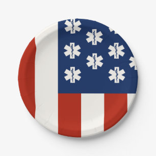 Emergency Medical Worker Tribute USA Flag - EMT EM Pappteller