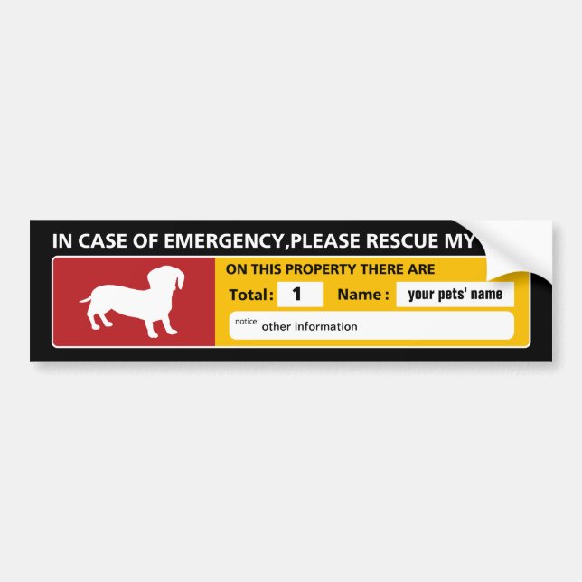 Emergency Sticker (dachshund) Autoaufkleber (Vorne)