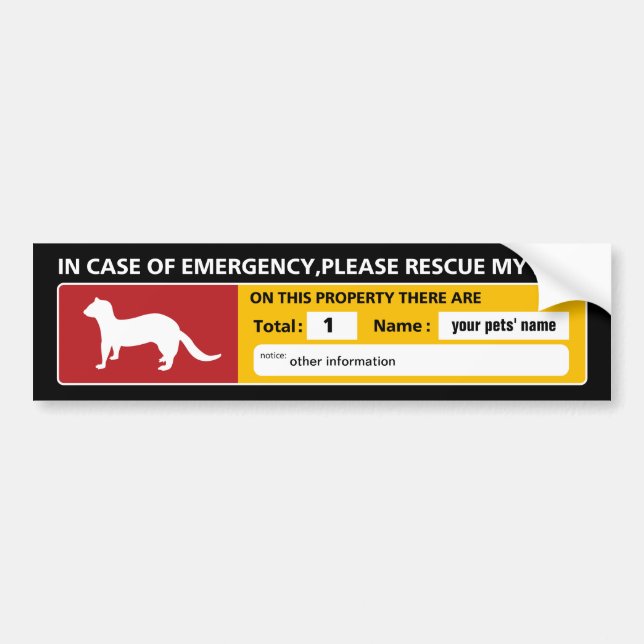 Emergency Sticker (ferret) Autoaufkleber (Vorne)