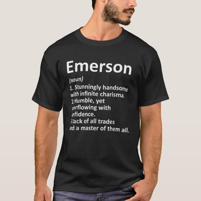 EMERSON Definition Personalisiert Name Funny Birth T-Shirt (Vorderseite)