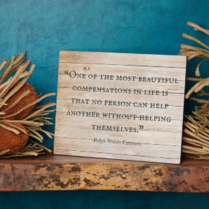 Emerson Helping Quote   Rustikales Holz Fotoplatte