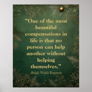 Emerson Helping Quote   Vintag grün Poster