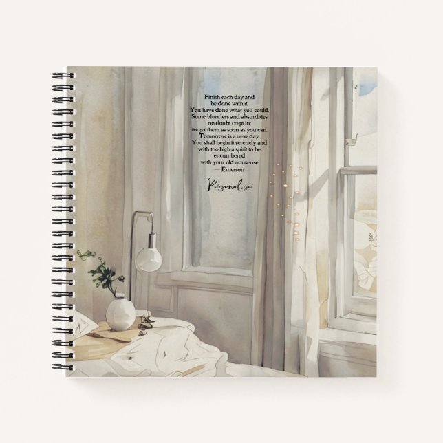 Emerson Quote Bedroom Window Decor Gray Journal Notizbuch (Vorderseite)