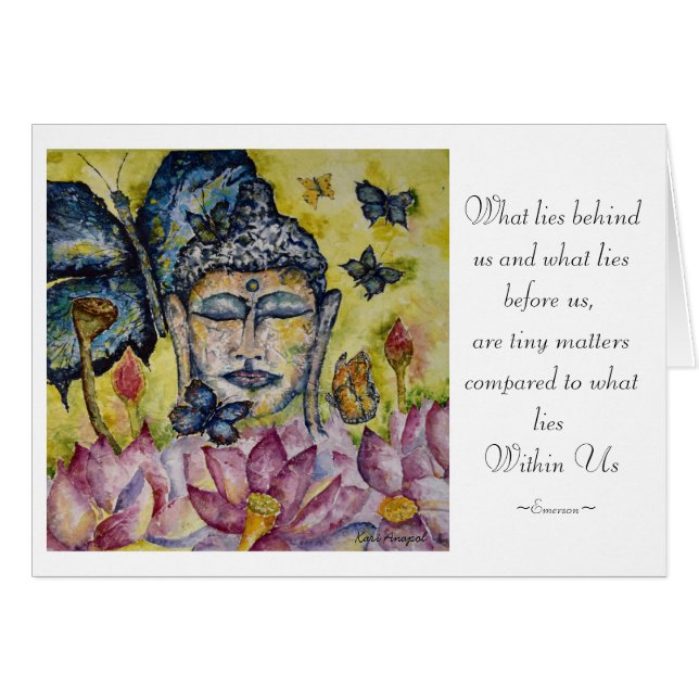 Emerson Quote Buddha Watercolor Art Card (Vorderseite (Horizontal))