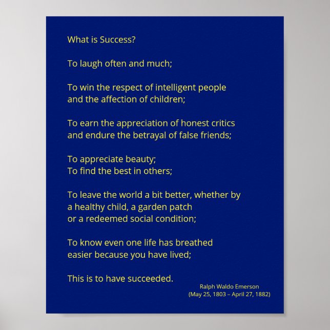 Emerson's Zitat (...Success..) Poster (Vorne)