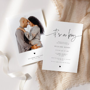 EMERY   Elegante Calligraphy Baby Shower Sein Jung Einladung