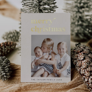 EMERY Gold Foil Retro Vintages Foto Weihnachten Folien Feiertagskarte