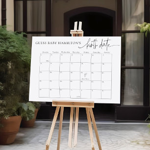 EMERY Guess Baby's Due Date / Birth Date Calendar Poster