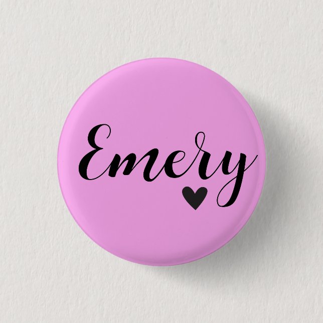 EMERY Name Girls Kinder Minimal Schwarz-weiß einfa Button (Vorderseite)