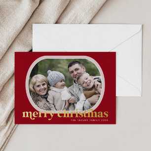 EMERY Red Gold Foil Foto Einfach Frohe Weihnachten Folien Feiertagskarte
