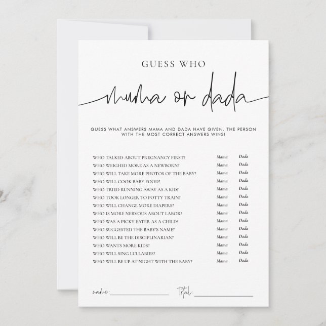 EMERY Whimsi Mama oder Dada Baby Shooting Game Car Einladung (Vorderseite)