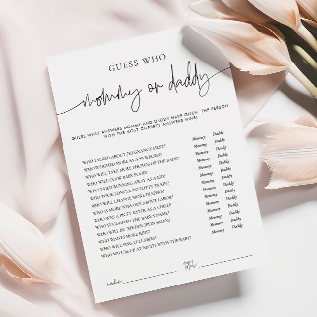 EMERY Whimsi Mommy oder Daddy Baby Shower Game Car Hinweiskarte (Von Creator hochgeladen)