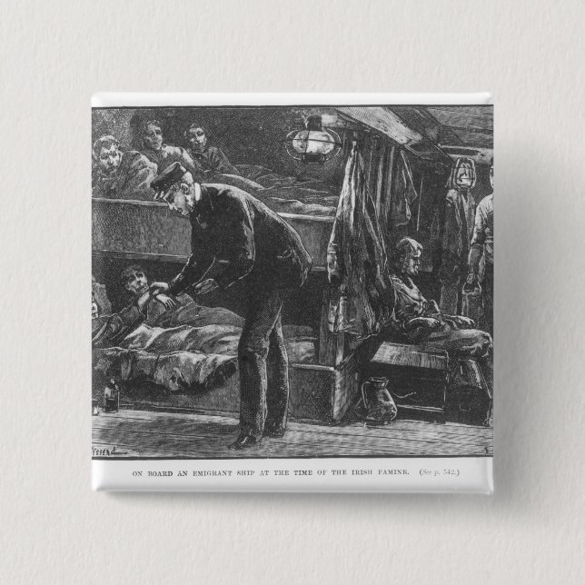 Emigrant-Schiff zu der Zeit des irischen Hungers Button (Vorderseite)