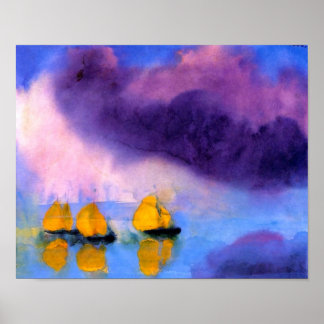 Emil Nolde - Meer mit violetten Wolken und Segelbo Poster