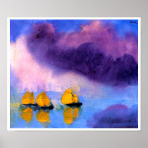 Emil Nolde - Meer mit violetten Wolken und Segelbo Poster