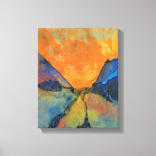 Emil Nolde Mountain Landschaftstal mit Sonnenunter Leinwanddruck (Vorderseite)