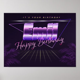 Emil Vorname lila retro Poster Geburtstag