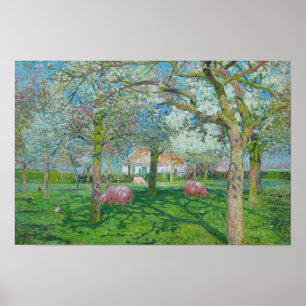 Emile Claus - Der Obstgarten im Frühling Poster