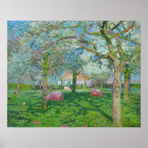 Emile Claus - Der Orchard im Frühling Poster