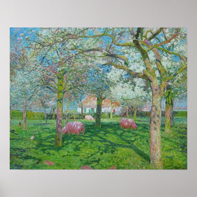 Emile Claus - Der Orchard im Frühling Poster (Vorne)