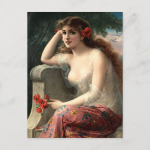 Emile Vernon Girl mit Mohnpostkarte Postkarte