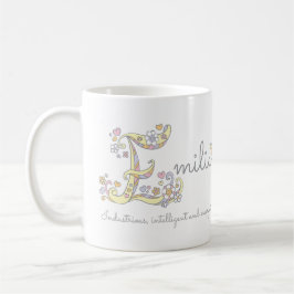 Emilia-Buchstabe E-Name bedeutet Monogramm-Tasse Tasse
