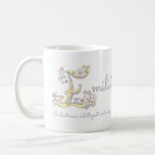 Emilia-Buchstabe E-Name bedeutet Monogramm-Tasse Tasse