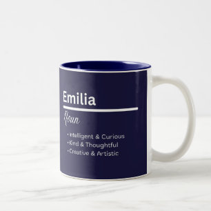 Emilia Mädchen Personalisierte Namensbedeutung Tas Zweifarbige Tasse
