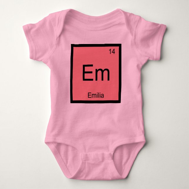 Emilia Name Chemistry Element Periodische Tabelle Baby Strampler (Vorderseite)