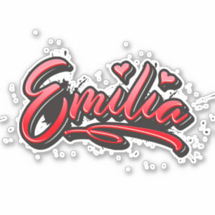 Emilia red Heart Graffiti Aufkleber Sticker