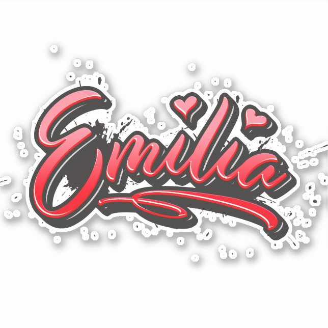 Emilia red Heart Graffiti Aufkleber Sticker (Vorderseite)