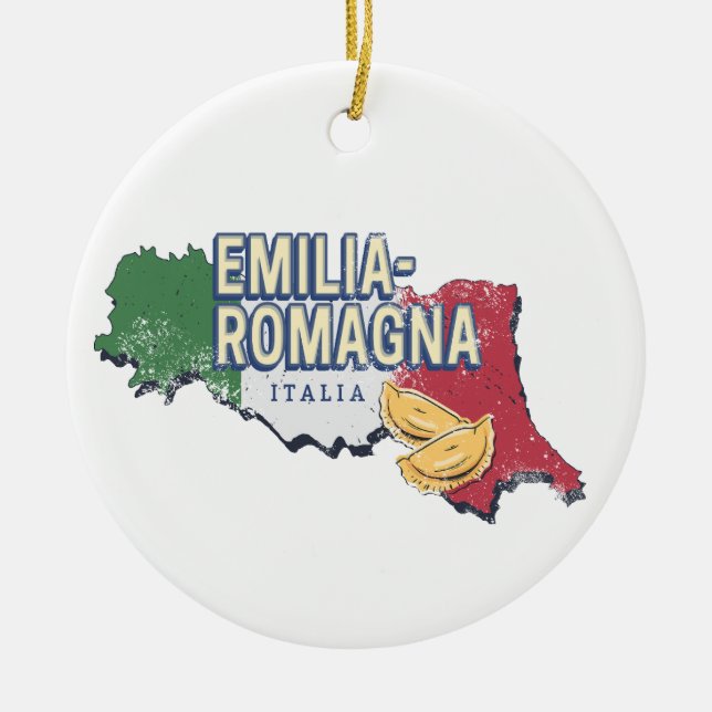 Emilia Romagna Flag Italien Retro Region Karte Vin Keramik Ornament (Vorne)