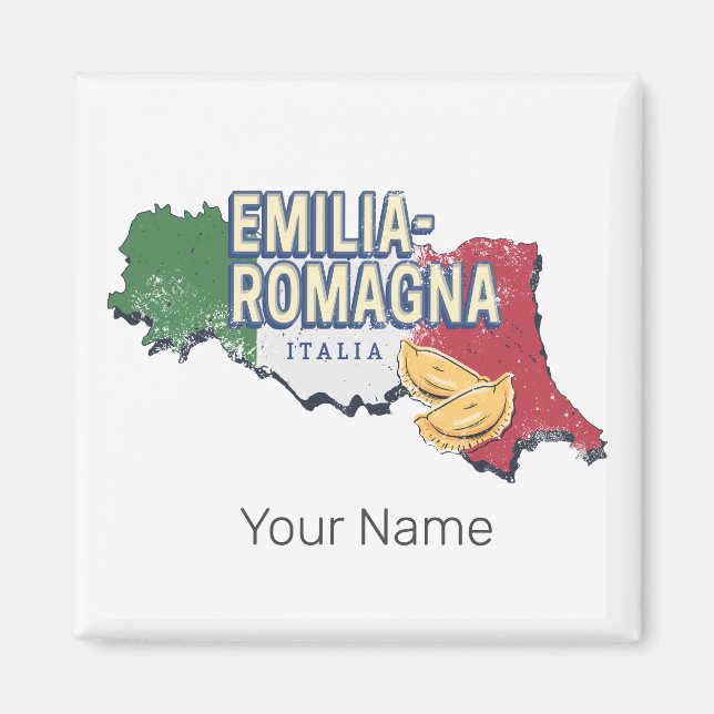 Emilia Romagna Flag Italien Retro Region Karte Vin Magnet (Vorne)