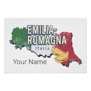 Emilia Romagna Flagge Italien Retro Region Karte V Poster