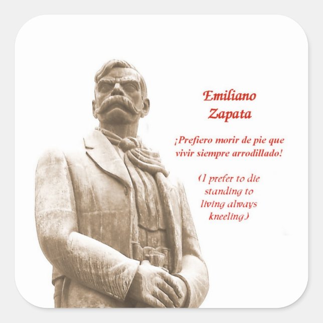 Emiliano Zapata Anführungszeichen Quadratischer Aufkleber (Vorderseite)