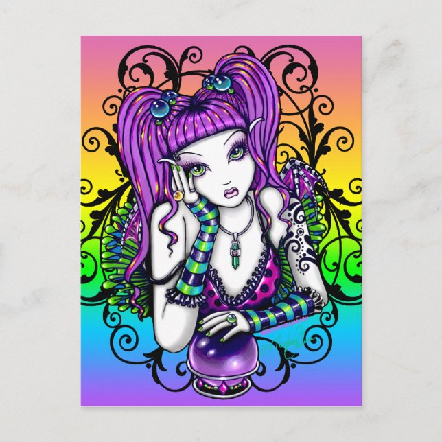 "Emilicous Crystal Ball Rainbow Fairy Postcard" Postkarte (Vorderseite)